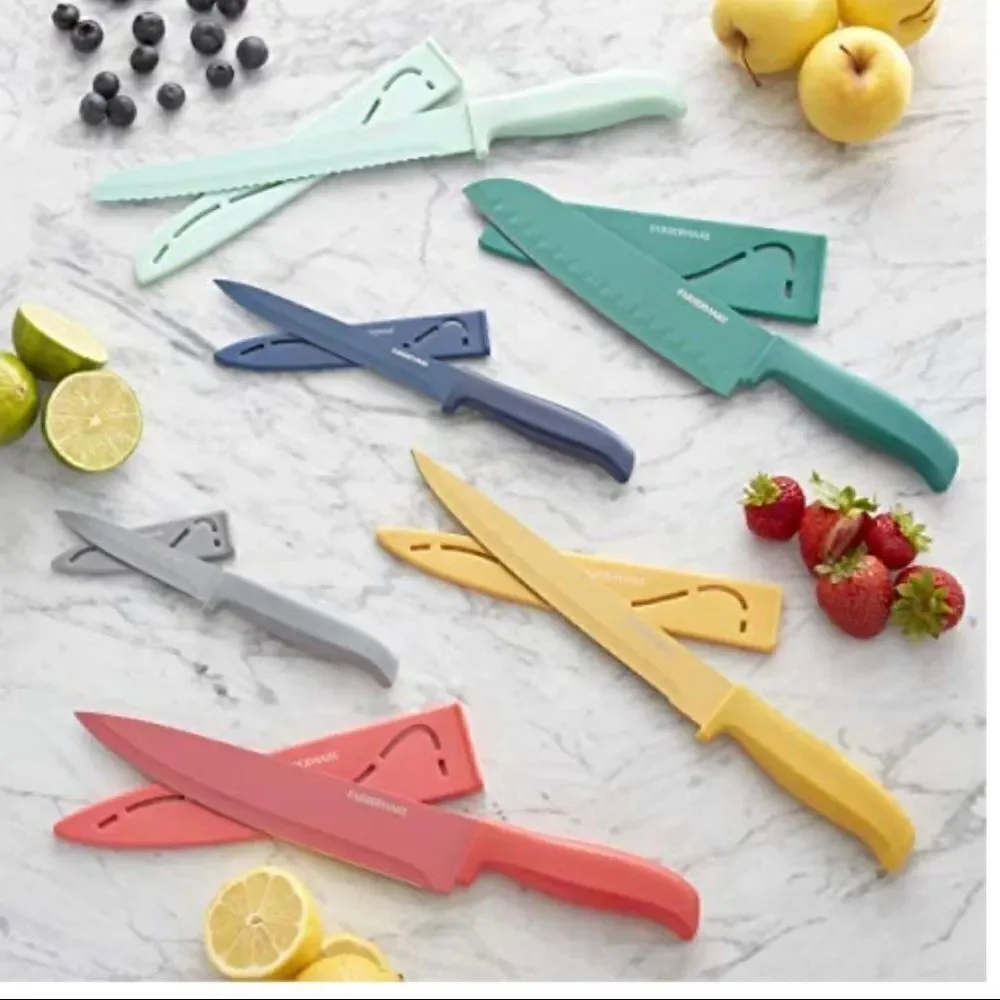 New in Box Farberware Resin Cutlery Knife Colorful Pastel Cool 12-piece Set